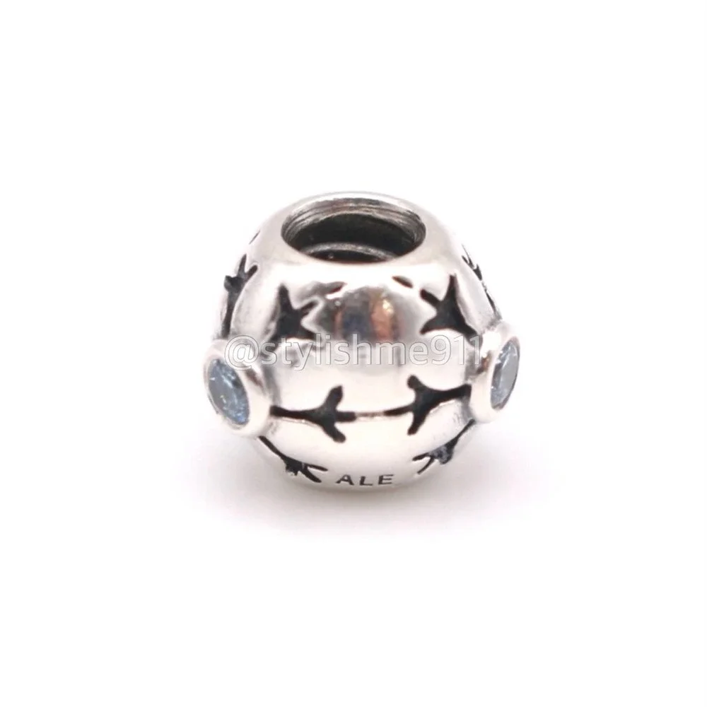 Authentic PANDORA Sterling Silver Crystalized Snowflake Blue CZ Charm - Picture 8 of 10